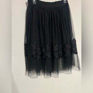 Elegant Black Floral Skirt